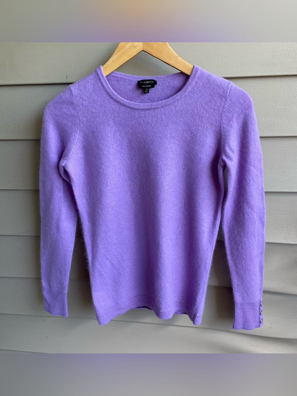 Talbots Sweater Womens 100% Cashmere Size XS Purple Crew Neck Soft Minimalist